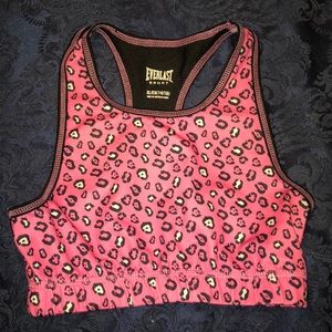 Pink cheetah print sports bra